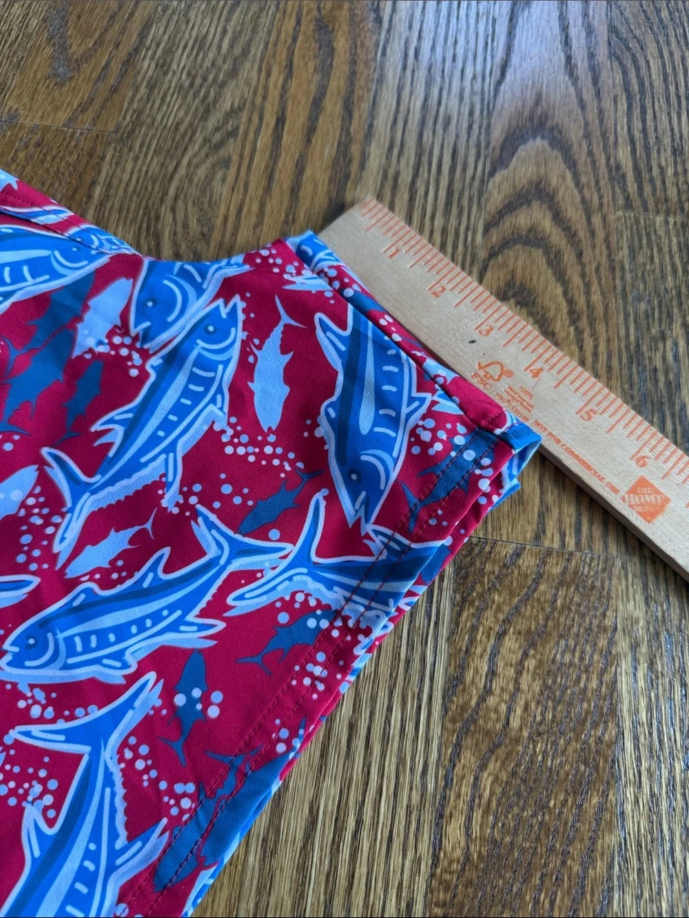 Vineyard Vines Kids Red Marlin Swim Trunks with Blue Accents